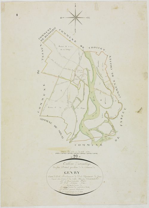 Gevry, tableau d'assemblage.géomètre : Savourot et Girardet
