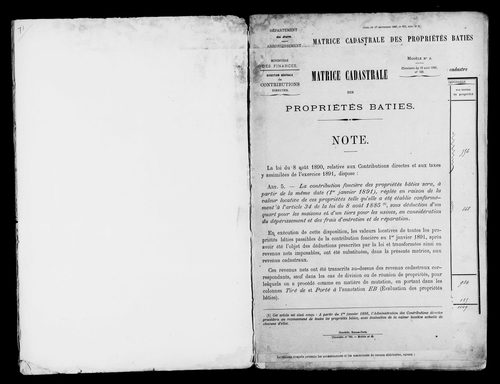 Matrice des propriétés bâties.