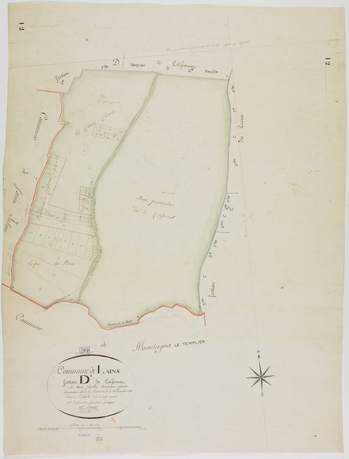 Lains, section D, Coissonet, feuille 3.géomètre : E. F. Prost