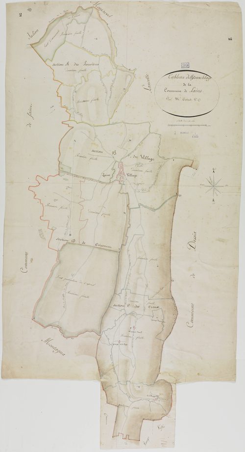 Lains, tableau d'assemblage, échelle plus petite que la précédente cote.géomètre : Calmels