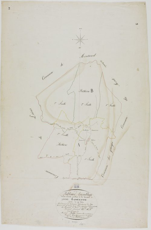 Lains, tableau d'assemblage, Lancette.géomètre : Calmels