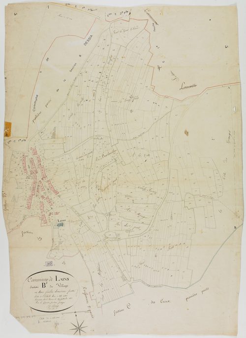 Lains, section B, le Village, feuille 2.géomètre : Prost E. F.