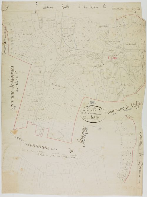 Lains, section C, les Creux, feuille 4.géomètre : Billet