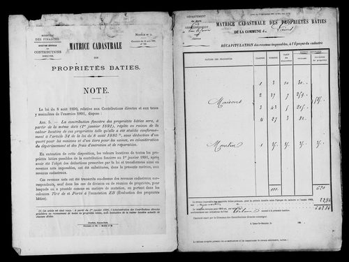 Matrice des propriétés bâties.