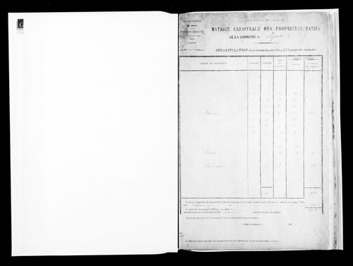Matrice des propriétés bâties.Commune détachée de celle de Septmoncel en 1839.