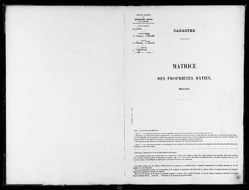 Matrice des propriétés bâties. Commune détachée de celle de Septmoncel en 1839.