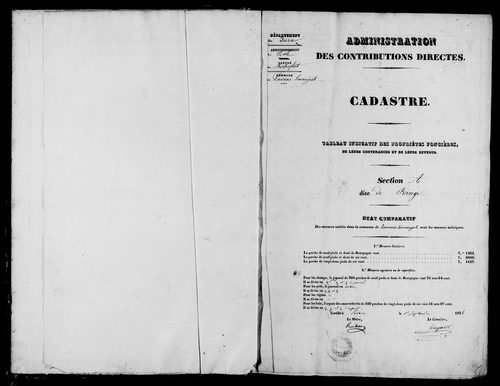 Etat de sections et matrice foncière.