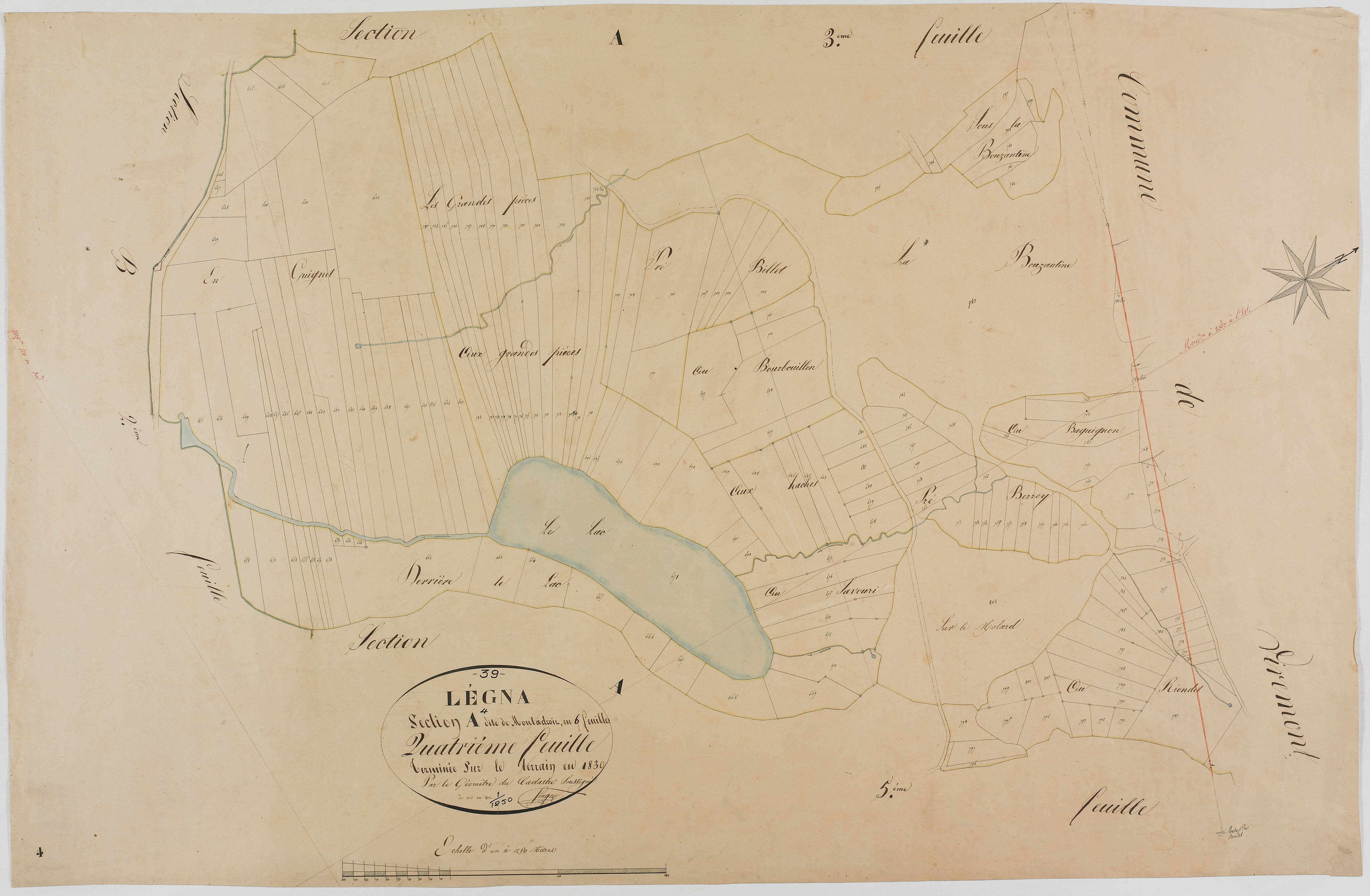 Légna, section A, Montadroit, feuille 4.géomètre : Singey