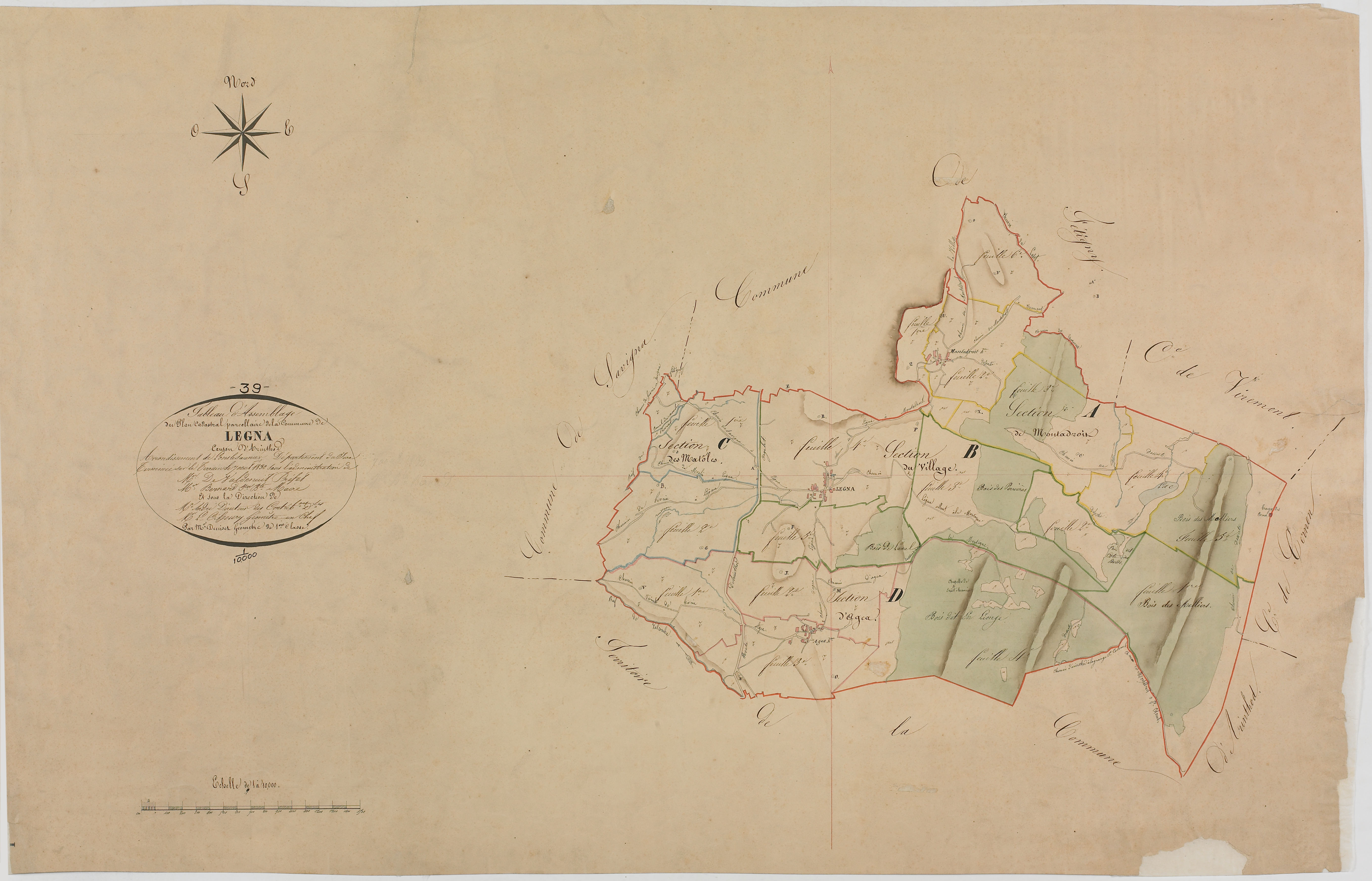 Légna, tableau d'assemblage.géomètre : Deniset