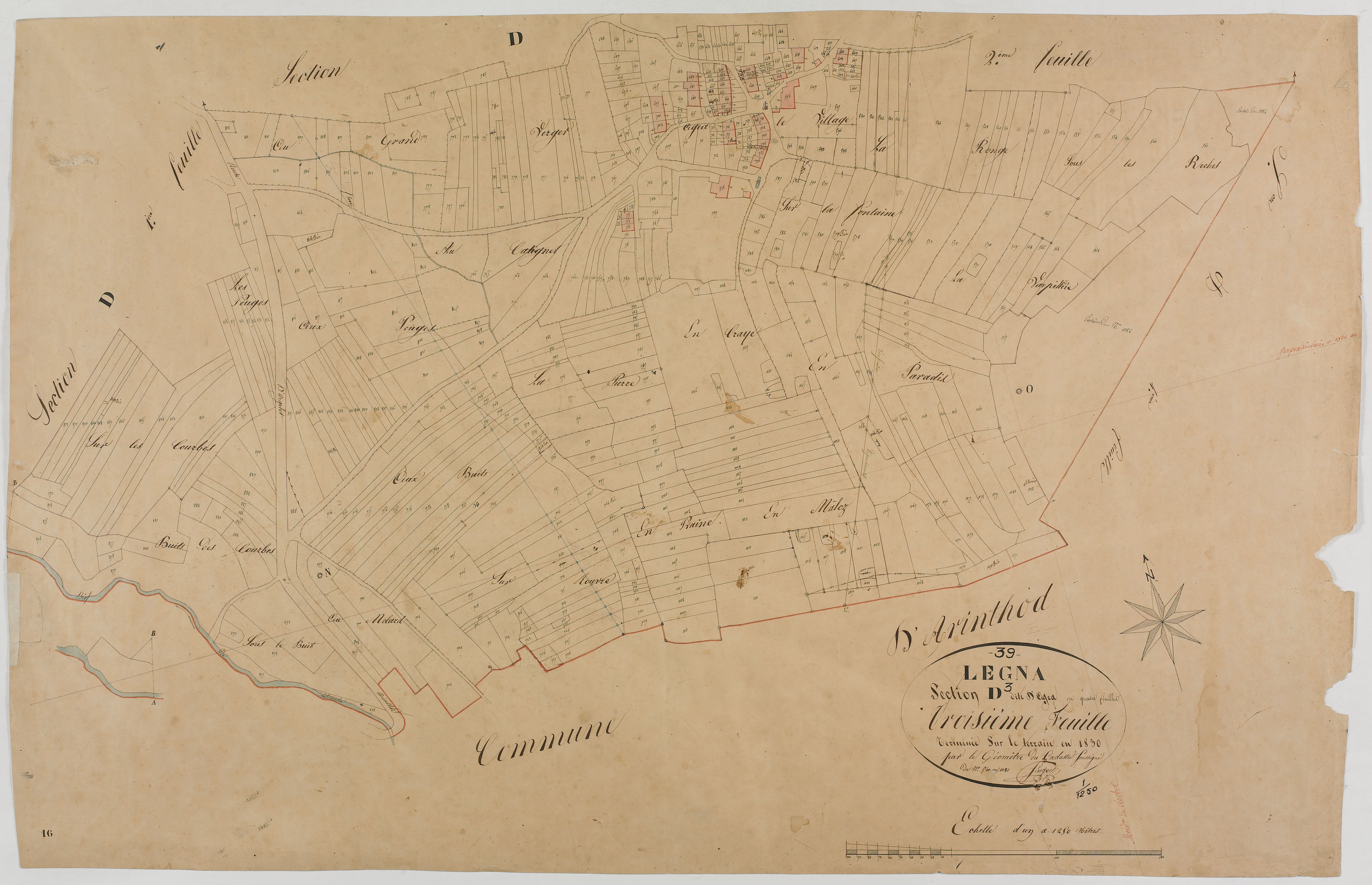 Légna, section D, Agea, feuille 3.géomètre : Singey
