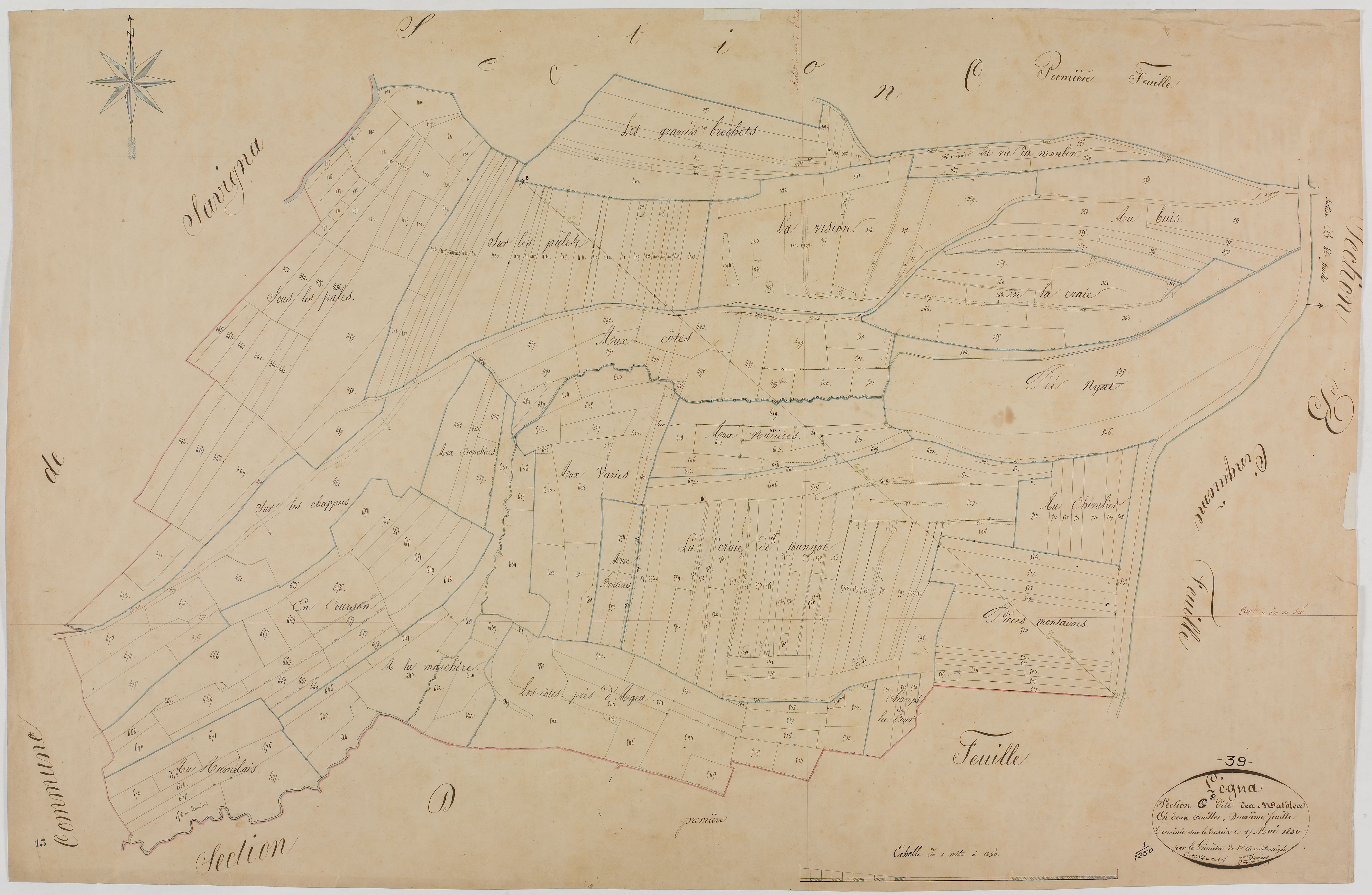 Légna, section C, Matoles, feuille 2.géomètre : Deniset