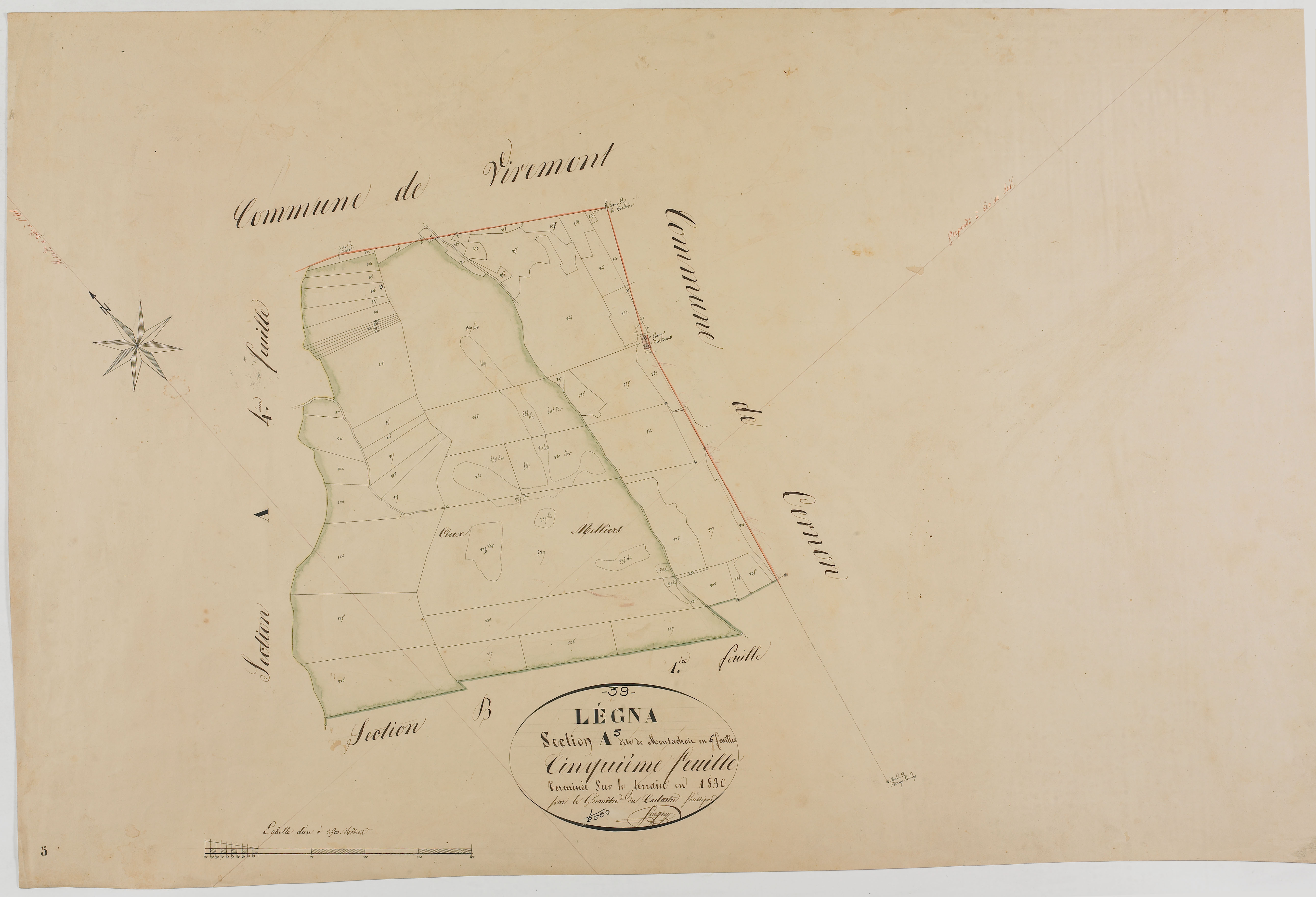 Légna, section A, Montadroit, feuille 5.géomètre : Singey