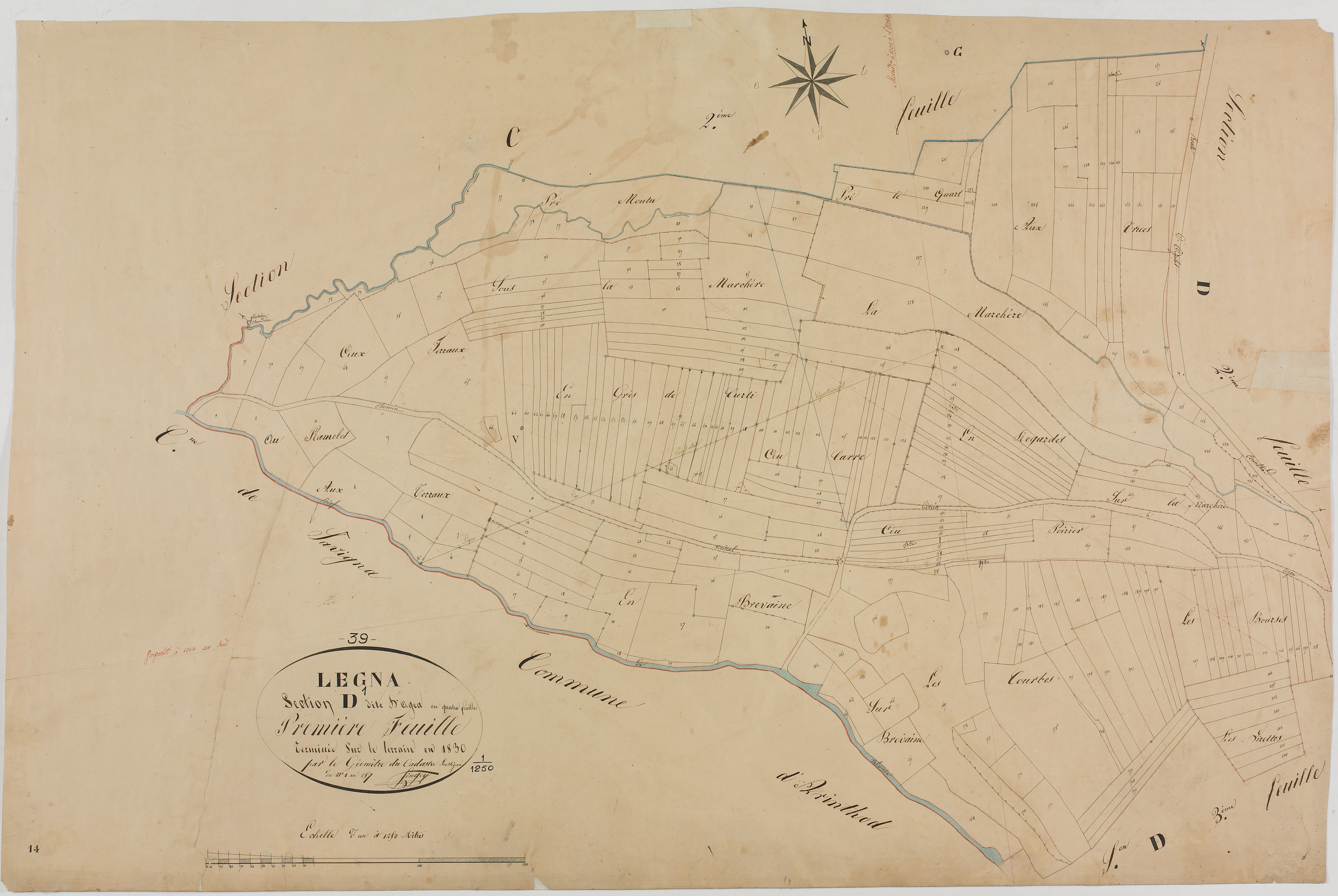Légna, section D, Agea, feuille 1.géomètre : Singey