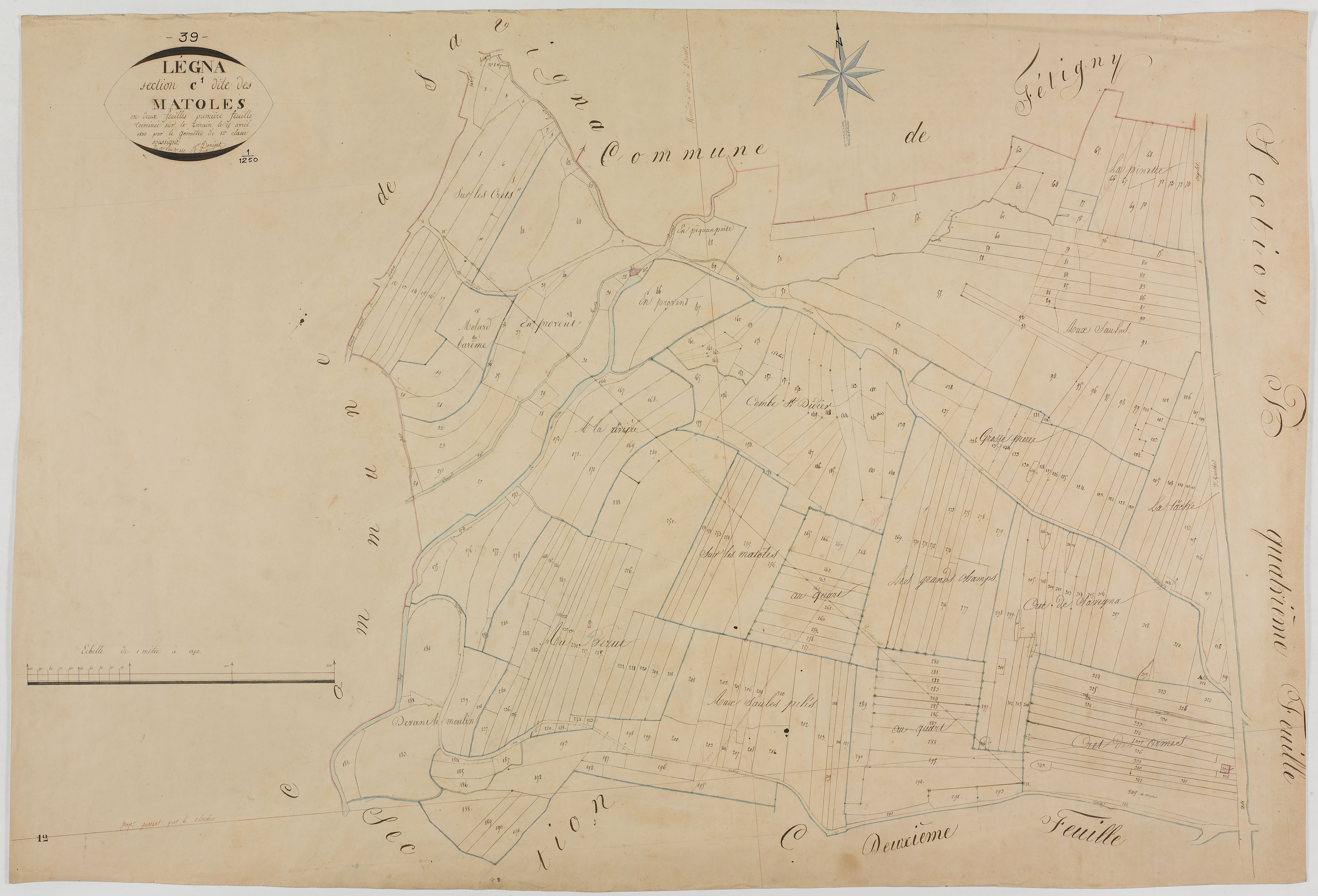 Légna, section C, Matoles, feuille 1.géomètre : Deniset