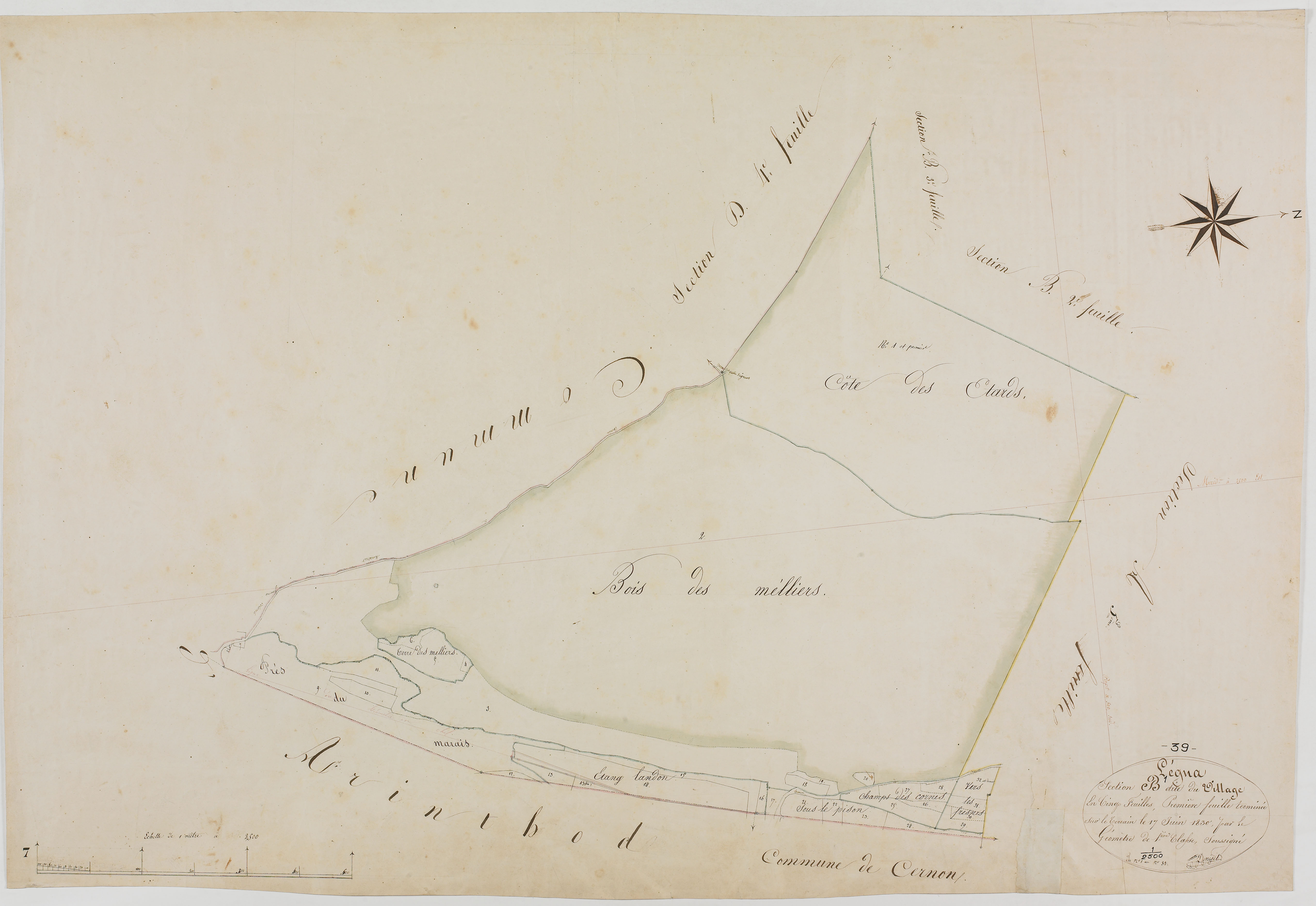 Légna, section B, le Village, feuille 1.géomètre : Deniset