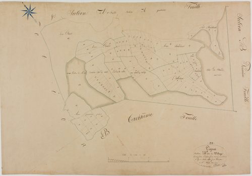 Légna, section B, le Village, feuille 2.géomètre : Deniset