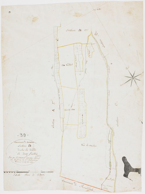 Leschères, section D, Sur la Ville, feuille 2.géomètre : Morel