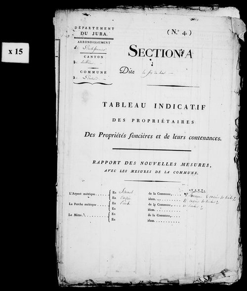 Etat de sections, s.d. [début XIXe].