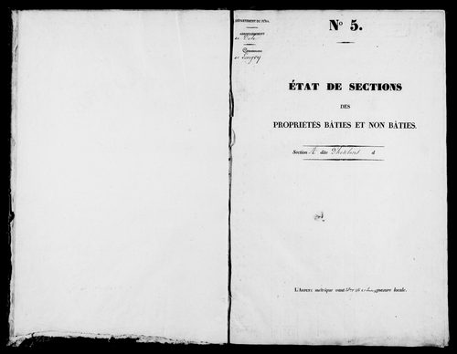 Etat de sections. [1827]
