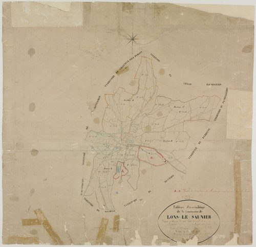 Lons-le-Saunier, tableau d'assemblage.géomètre : F. Olivier et Grenier