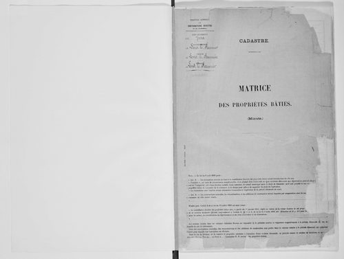 Matrice des propriétés bâties, case 1 à 952.