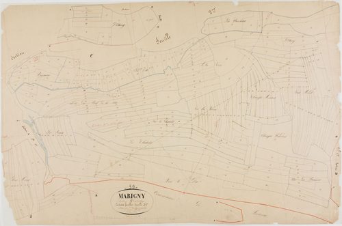 Marigny, section C, le Village, feuille 3.géomètre : Marlette