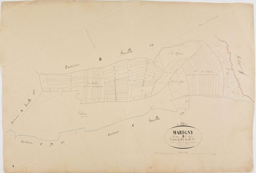 Marigny, section B, l'Ain, feuille 2.géomètre : Marlette