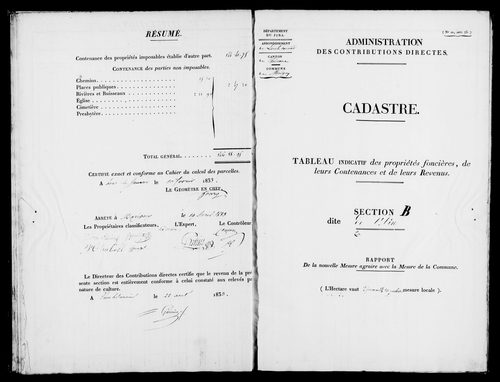 Etat de sections.