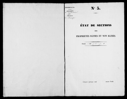 Etat de sections, s.d. [1827].