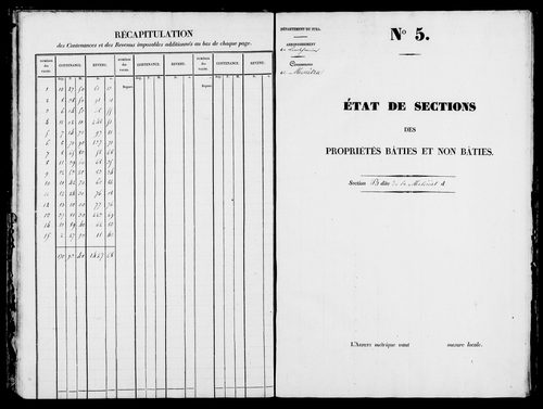 Etat de sections, s.d. [1826].
