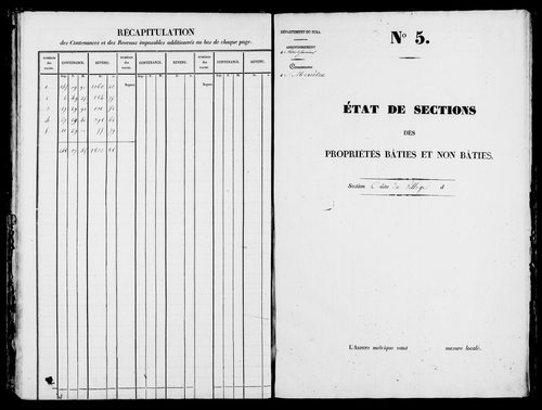 Etat de sections, s.d. [1826].