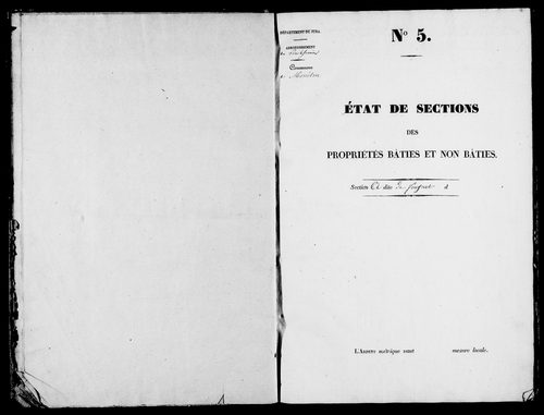 Etat de sections, s.d. [1826].
