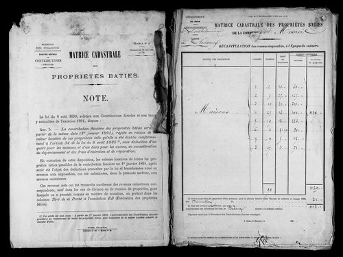 Matrice des propriétés bâties.
