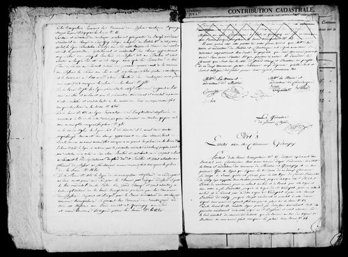 Etat de sections, matrice foncière et procès-verbal de délimitation du territoire.