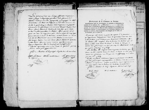 Etat de sections, matrice foncière et procès-verbal de délimitation du territoire.