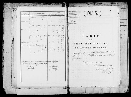 Etat de sections, matrice foncière et procès-verbal de délimitation du territoire.