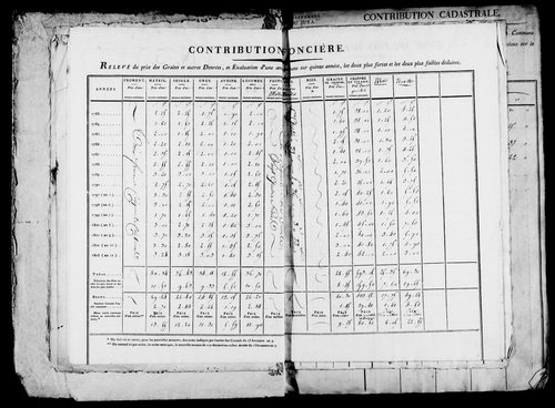 Etat de sections, matrice foncière et procès-verbal de délimitation du territoire.