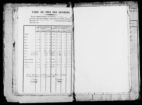 Etat de sections, matrice foncière et procès-verbal de délimitation du territoire.
