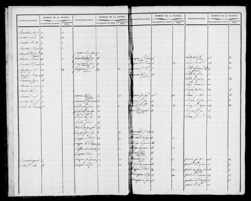 Etat de sections et matrice foncière.