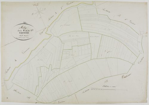 Molay, section B, les Parcours, feuille 2.géomètre : Poux