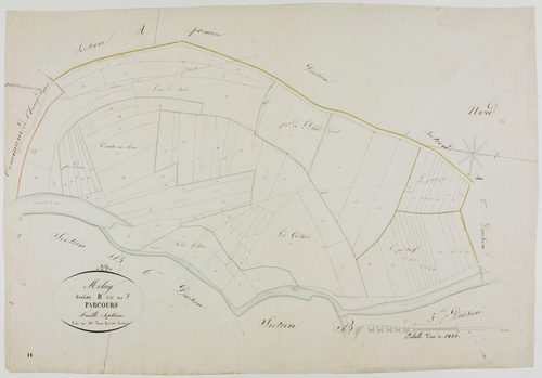 Molay, section B, les Parcours, feuille 7.géomètre : Poux