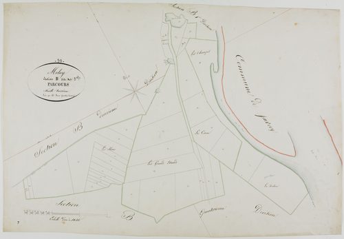 Molay, section B, les Parcours, feuille 3.géomètre : Poux