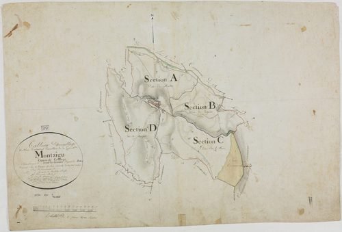 Montaigu, tableau d'assemblage.géomètre : Calmels et Félix