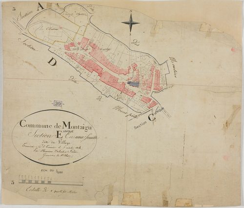 Montaigu, section E, le Village, feuille unique.géomètre : Calmels et Félix