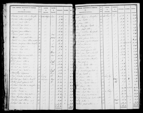 Etat de sections et matrice foncière.