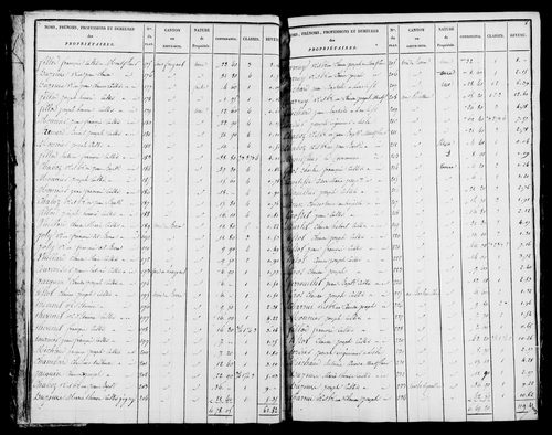 Etat de sections et matrice foncière.