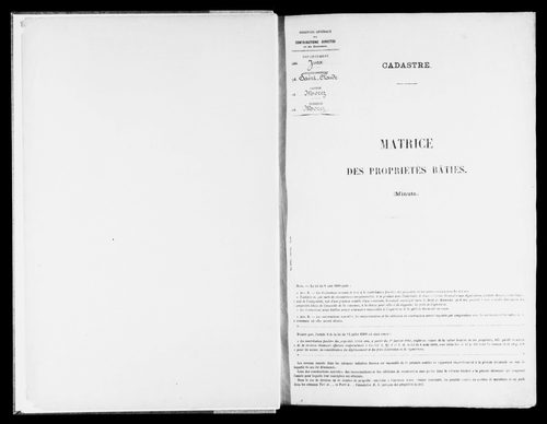 Matrice des propriétés bâties, case 1 à 880.