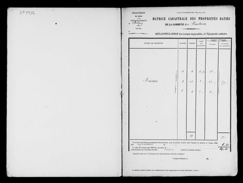 Matrice des propriétés bâties.