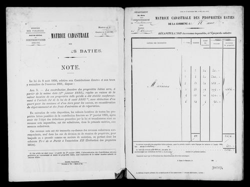 Matrice des propriétés bâties.