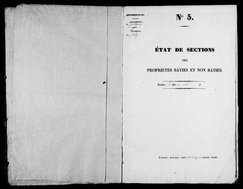 Etat de sections, s.d. [1826].